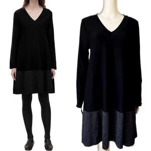 COS Oversized Cotton Knit Metallic Panel A-Line Shift Dress Size L